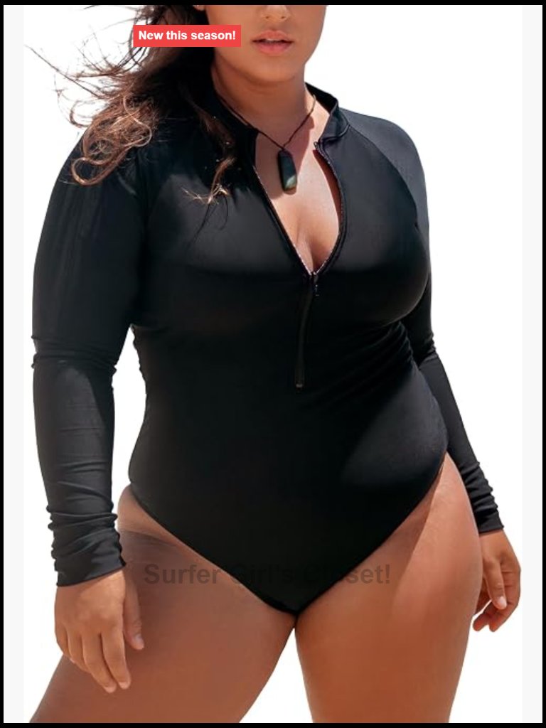 Long Sleeve Rash Guard One Piece Swimsuit With Zip Front